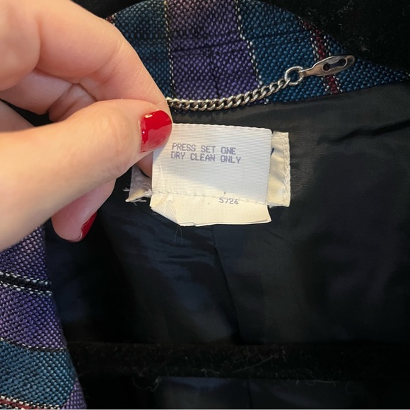 Vintage Givenchy Plus jacket single breasted blazer striped purple teal metallic - Picture 12 of 12